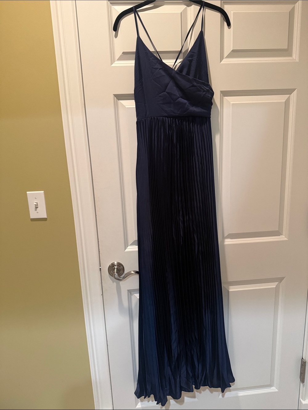 Lulu's Navy Pleated Maxi Dress with Crisscross Straps